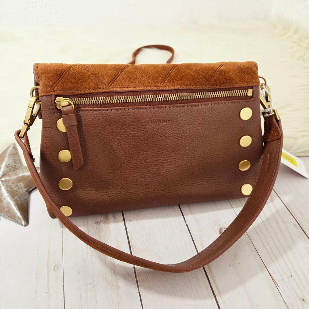 Hammitt Dillon convertible crossbody bag Chocolate Diamond Suede Antique Gold NW - Picture 8 of 10